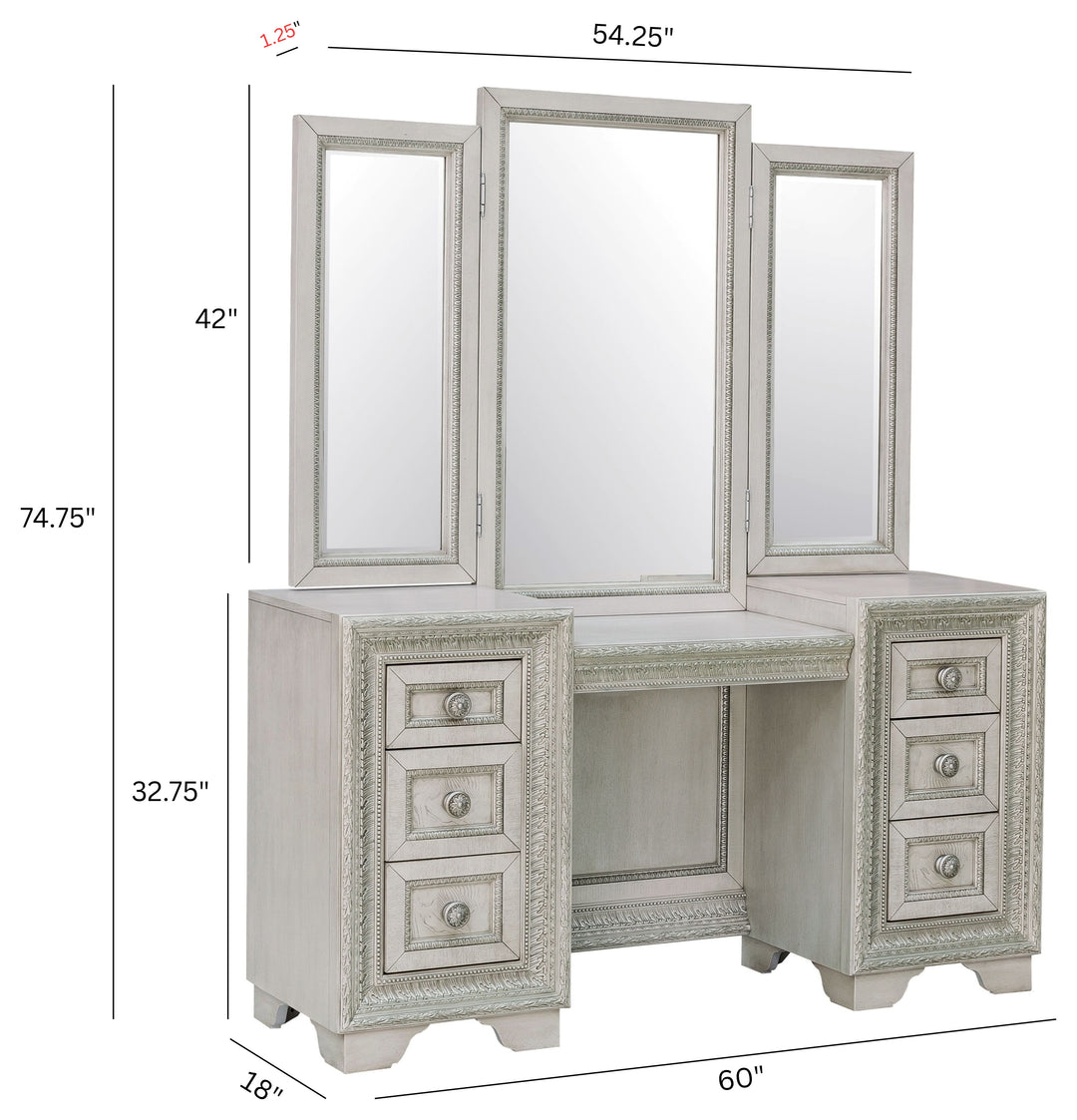 Camila Creamy White Vanity With Mirror - P269-BR-K11