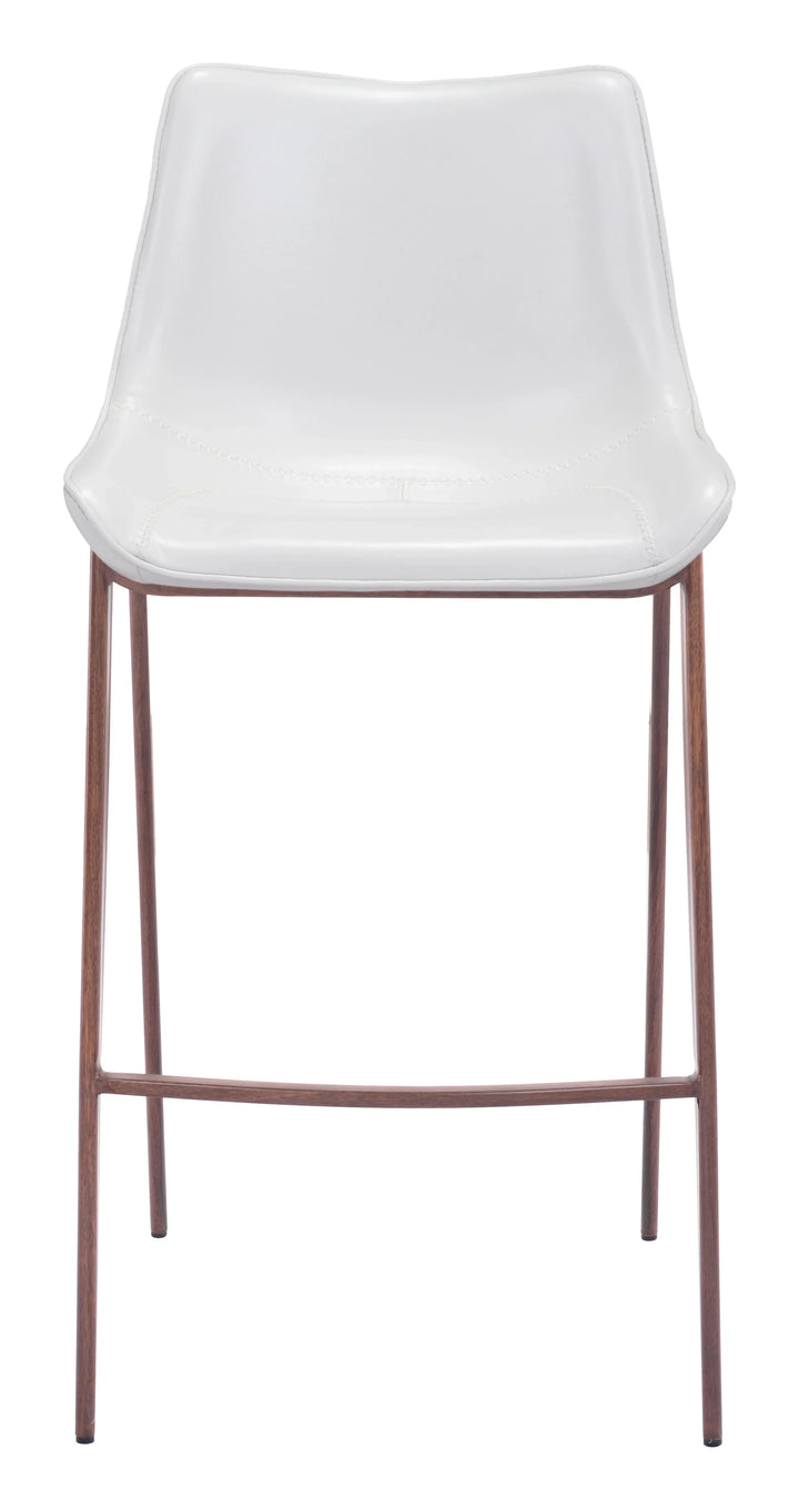 Magnus Barstool (Set of 2) White & Walnut - AmericanHomeFurniture