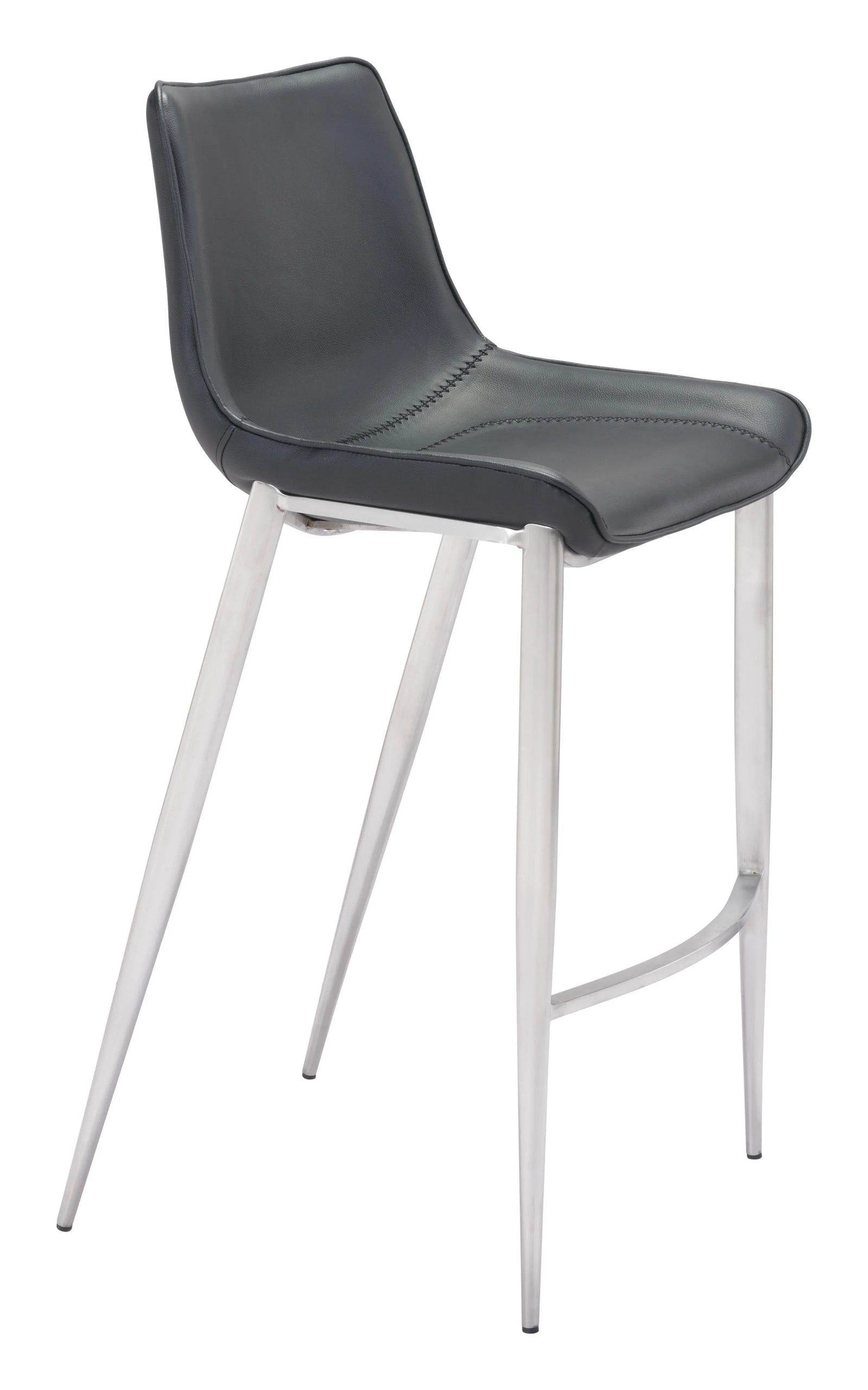 Zuo Magnus Barstool (Set of 2) Black & Silver BAR STOOLS + COUNTER STOOLS