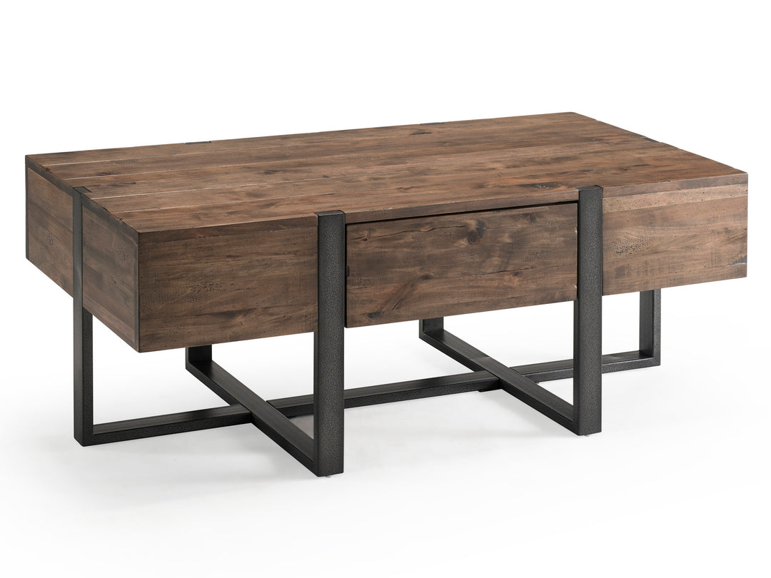 Prescott Rustic Honey And Distressed Iron Condo Rectangular Cocktail Table - T4344-44