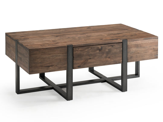 Prescott Rustic Honey And Distressed Iron Condo Rectangular Cocktail Table - T4344-44