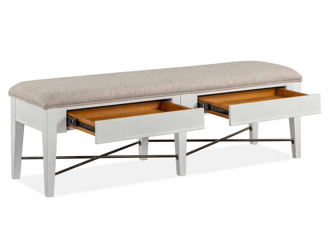 Heron Cove Chalk White And Dovetail Grey Upholstered Bench - D4400-68