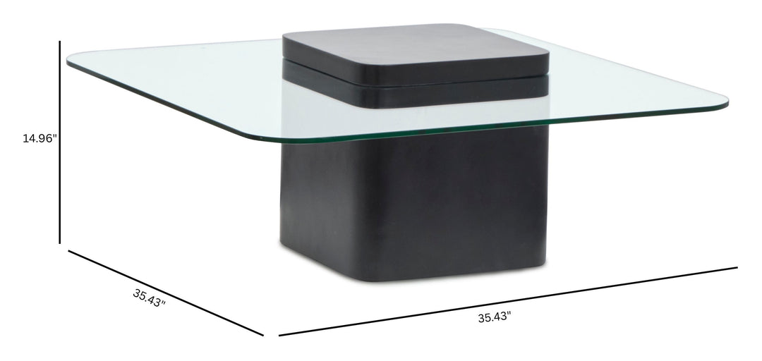 Donora Clear Glass And Obsidian Square Cocktail Table - T6388-41