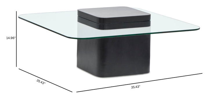 Donora Clear Glass And Obsidian Square Cocktail Table - T6388-41