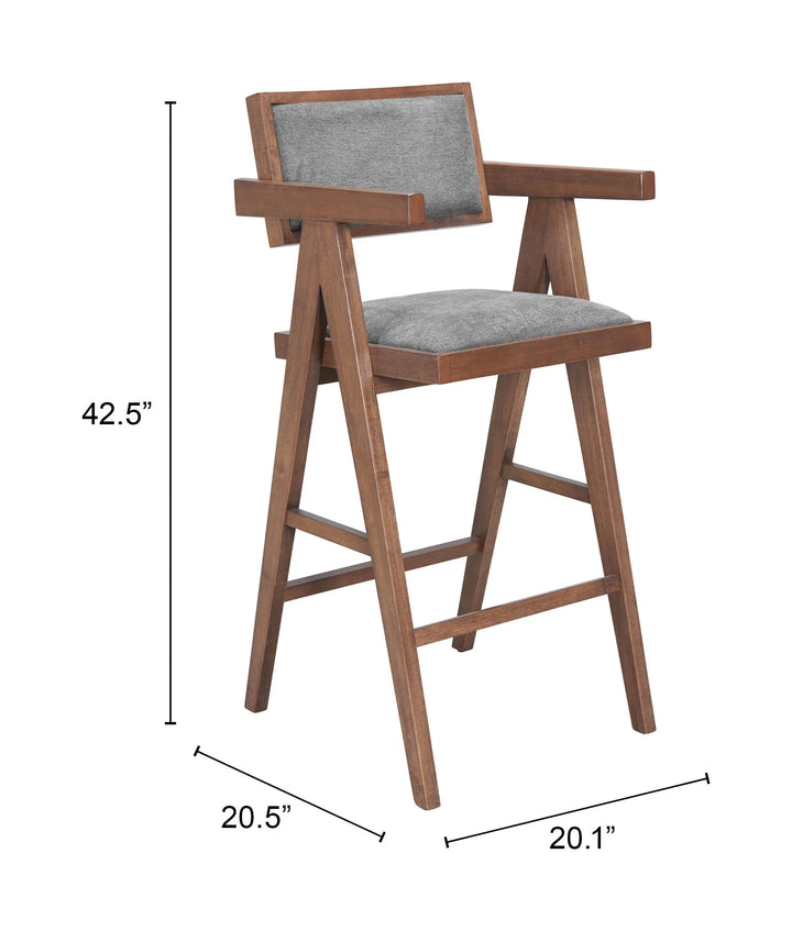 Delhi Barstool (Set of 2) Gray & Walnut - AmericanHomeFurniture