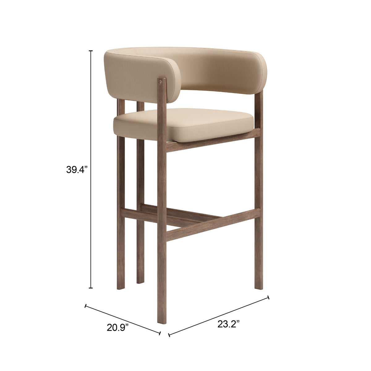 Ruge Barstool (Set of 2) Beige - 111240