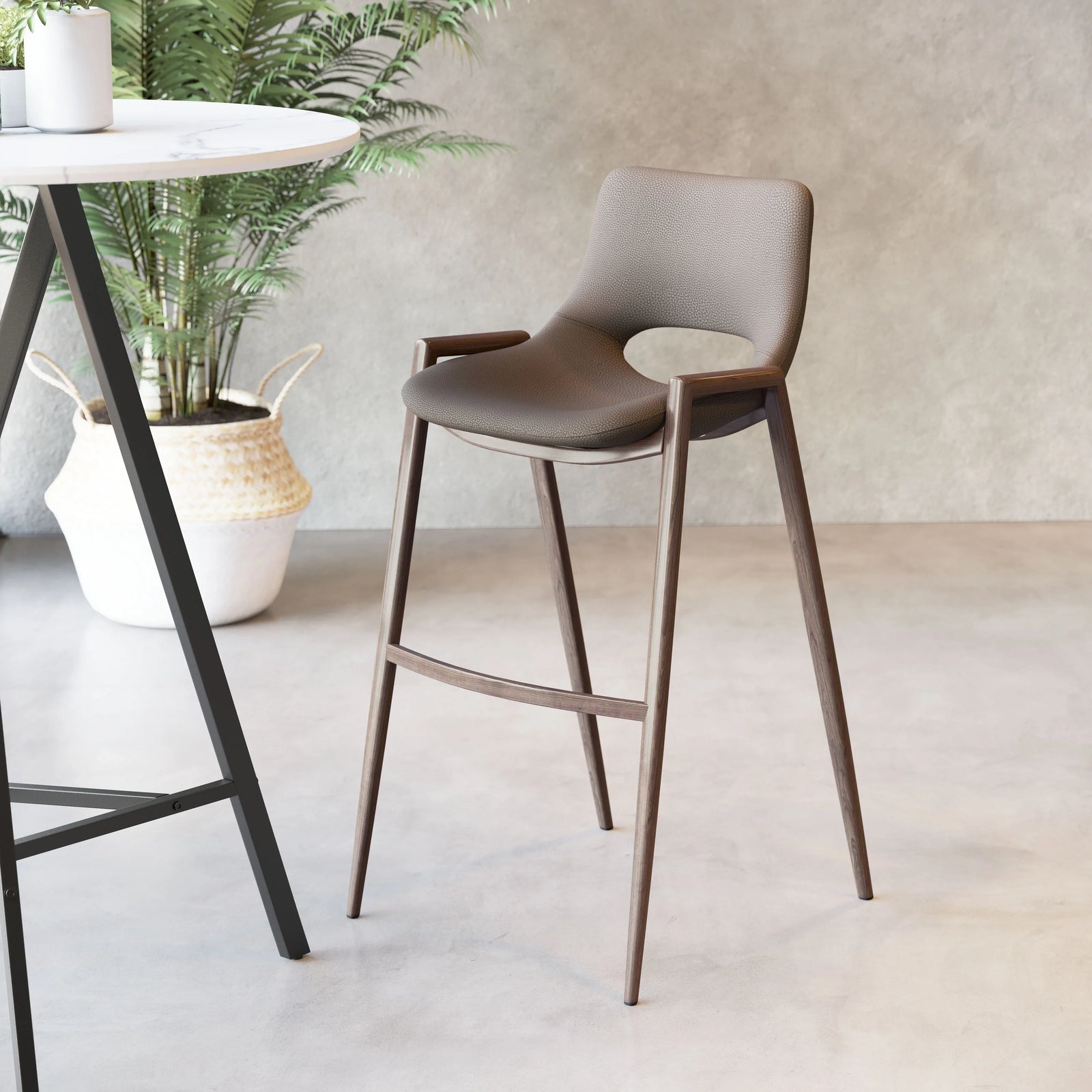 Zuo Desi Barstool (Set of 2) Brown & Walnut BAR STOOLS + COUNTER STOOLS