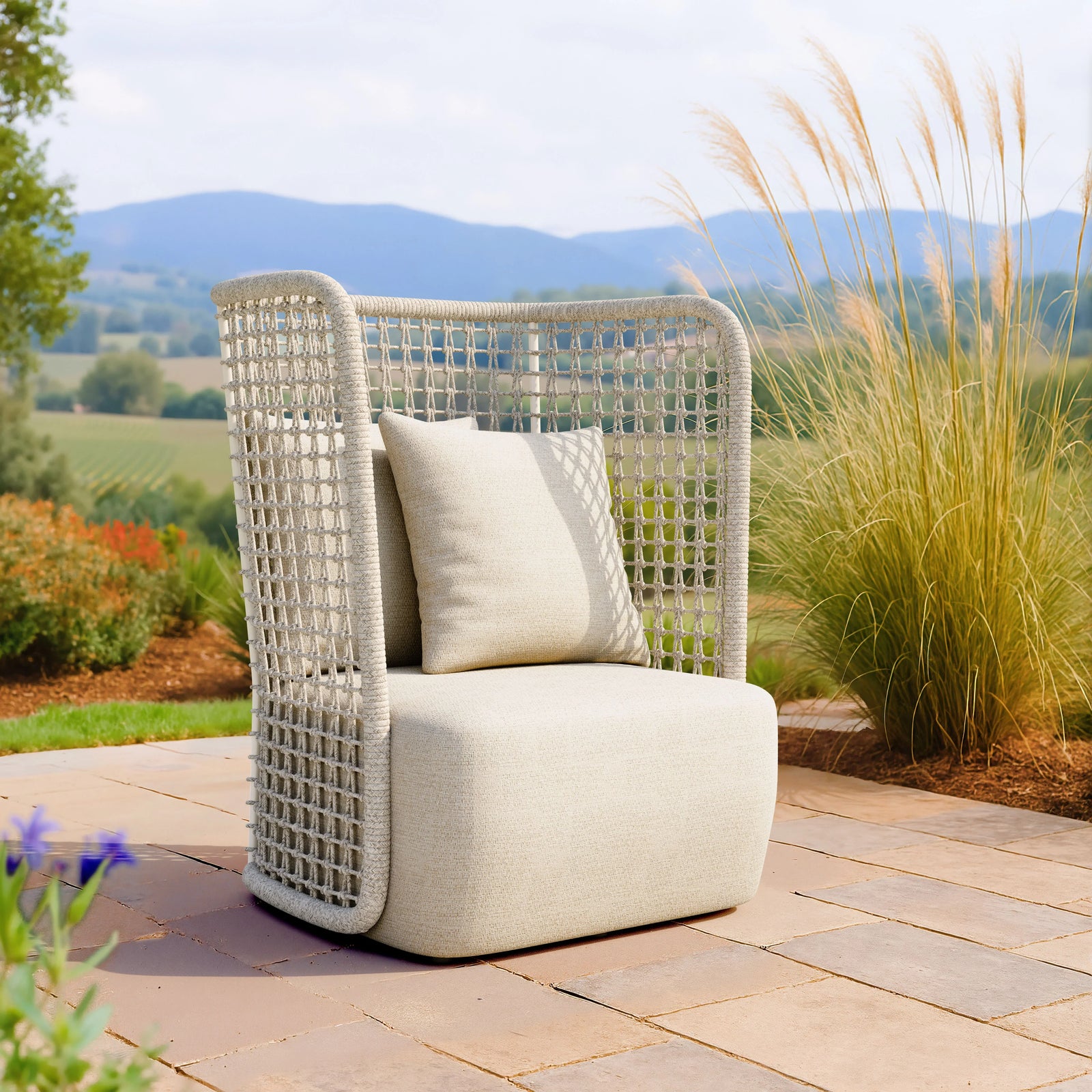 Zuo Hudu Accent Chair Beige OUTDOOR CHAISE LOUNGES