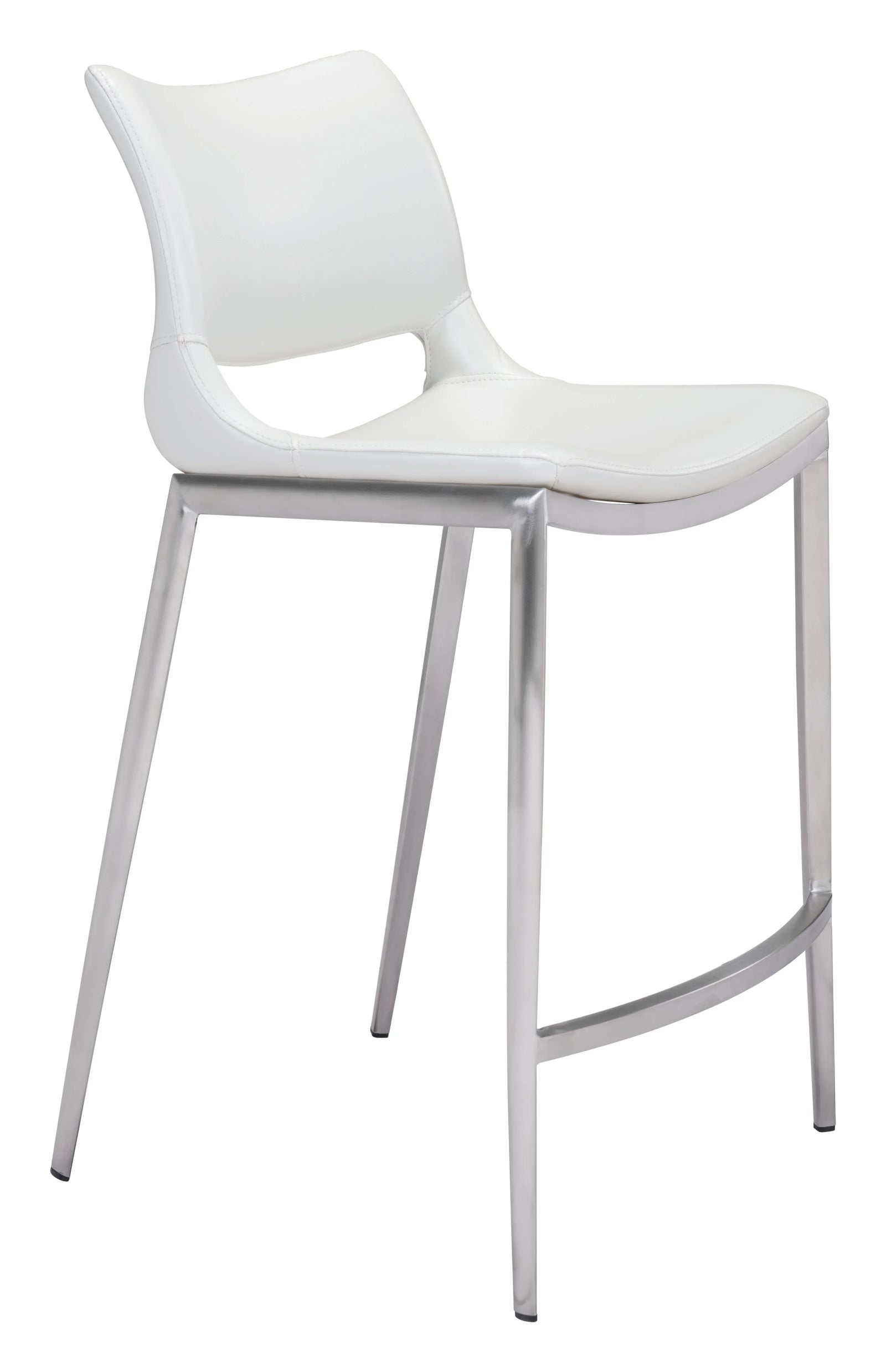 Zuo Ace Counter Stool (Set of 2) White & Silver BAR STOOLS + COUNTER STOOLS