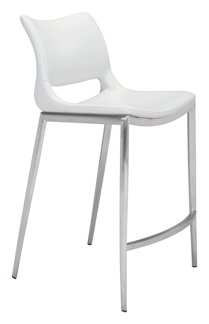 Ace Counter Stool (Set of 2) White & Silver - AmericanHomeFurniture