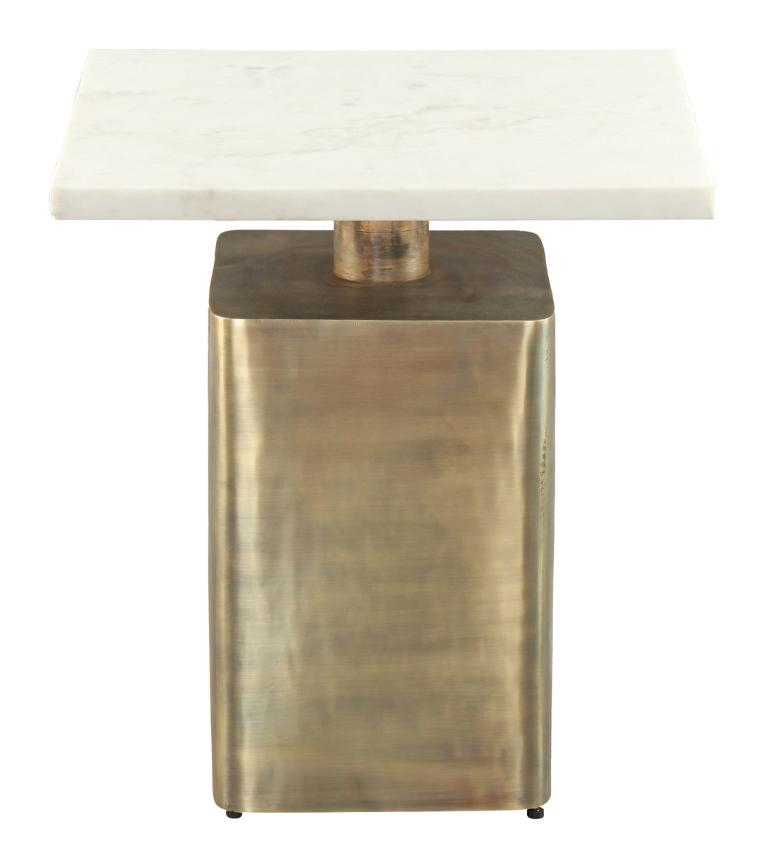 Nyra Side Table White & Brass - 110952