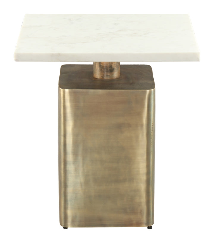 Nyra Side Table White & Brass - 110952