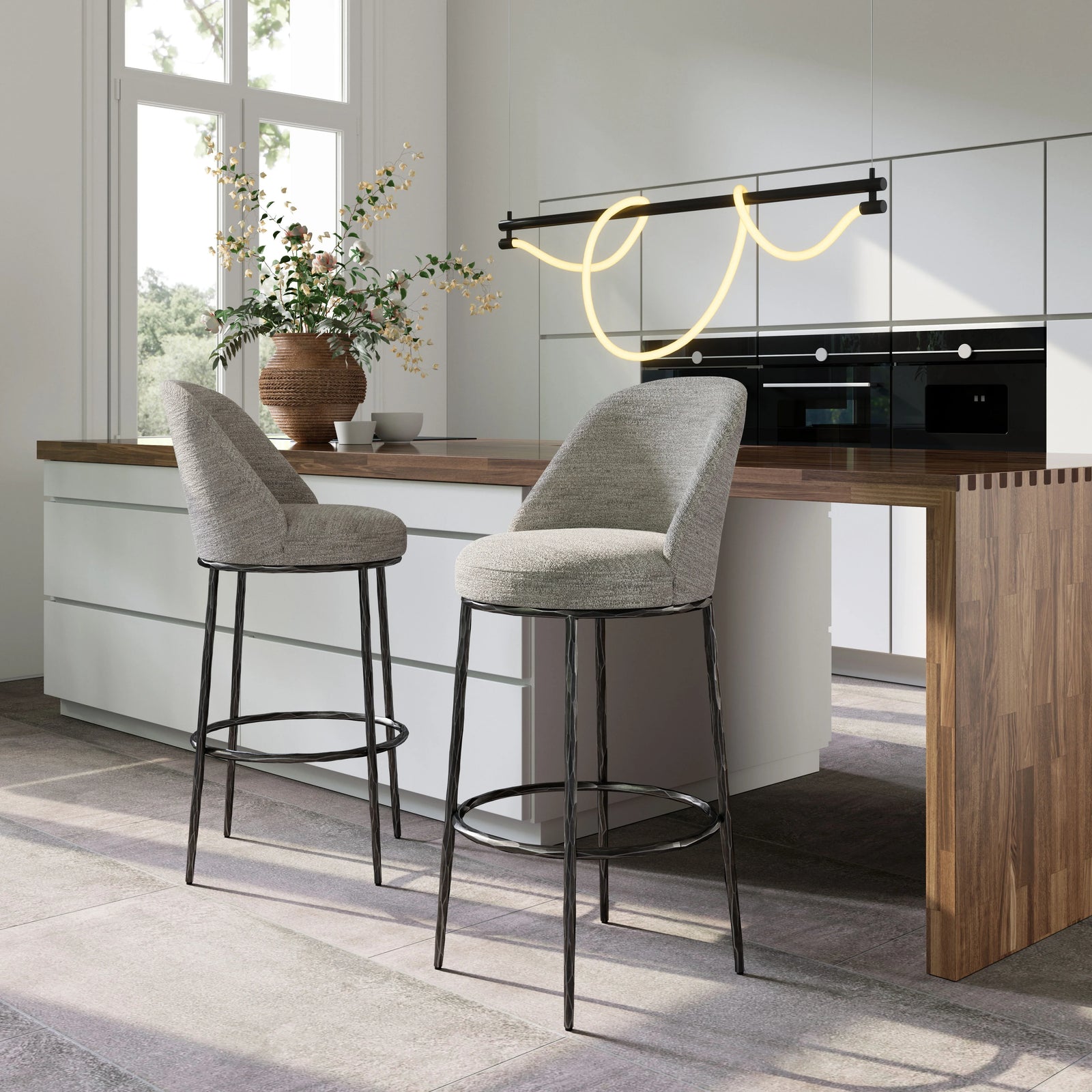 Zuo Nordhavn Swivel Barstool Gray BAR STOOLS + COUNTER STOOLS