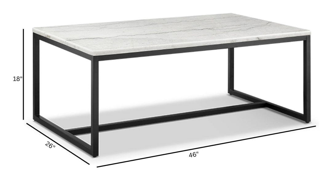 Torin White Marble And Matte Black Rectangular Cocktail Table - T5759-43
