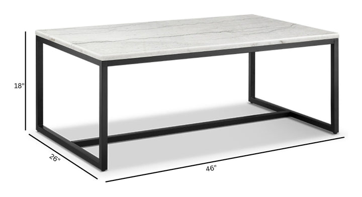 Torin White Marble And Matte Black Rectangular Cocktail Table - T5759-43