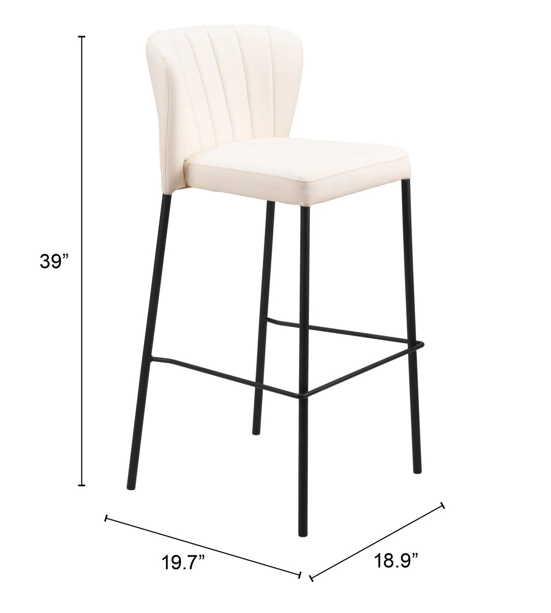 Linz Barstool (Set of 2) Cream - AmericanHomeFurniture