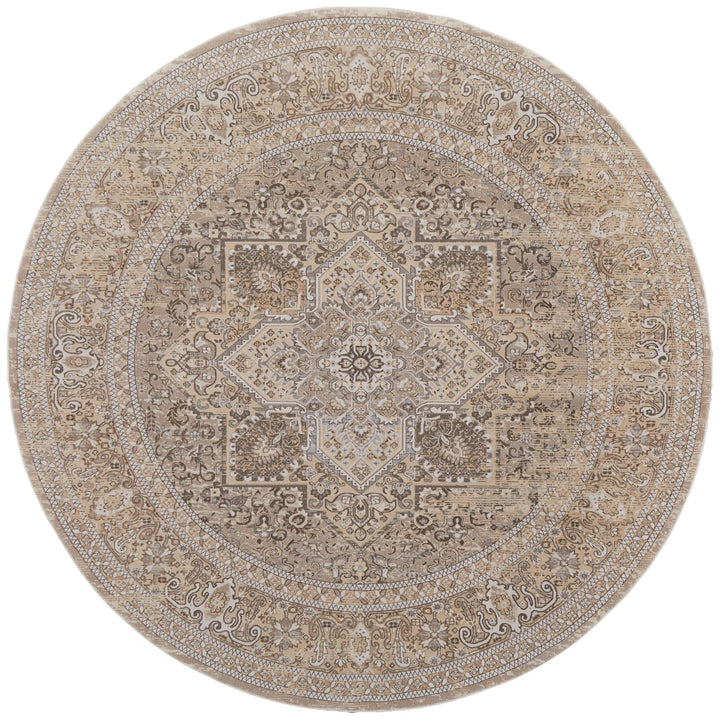 Round/7'9" x 7'9" /Beige/Brown
