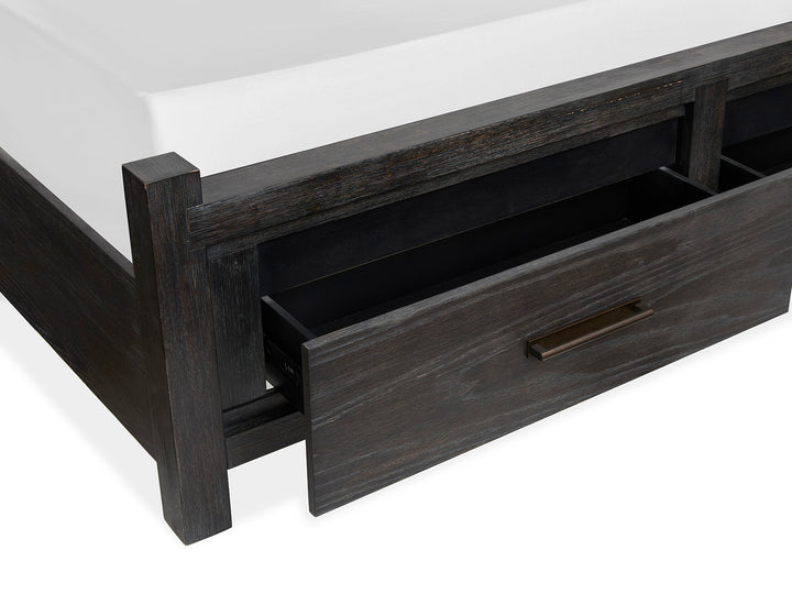 Plum Creek Ravenwood Black California King Upholstered Panel Storage Bed - B5990-75A
