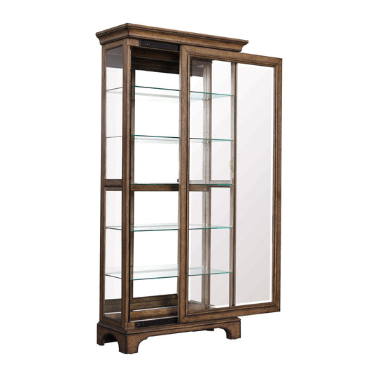 Pulaski Traditional Sliding Door Curio with Glass Shelves and LED Light CABINETS