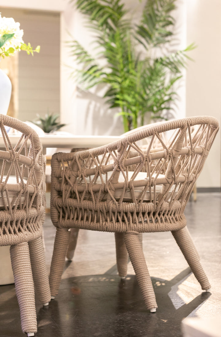 American Home Furniture | Sunset West - Dana Rope Dining Chair in Linen Canvas w/ Self Welt