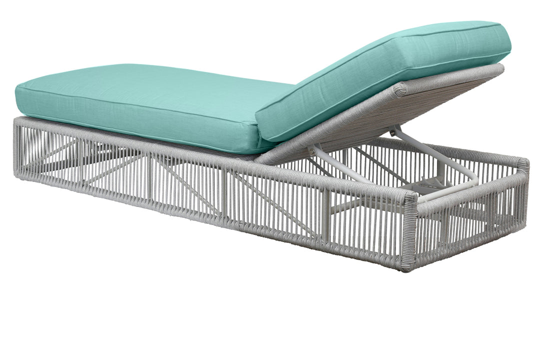 Miami Adjustable Chaise in Dupione Celeste w/ Self Welt