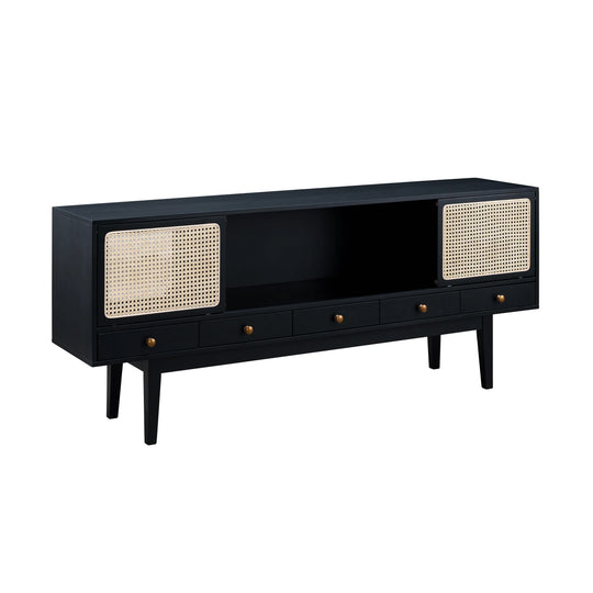 SEI Furniture Holly & Martin Simms Midcentury Modern Media Console - Black MEDIA + TV STANDS