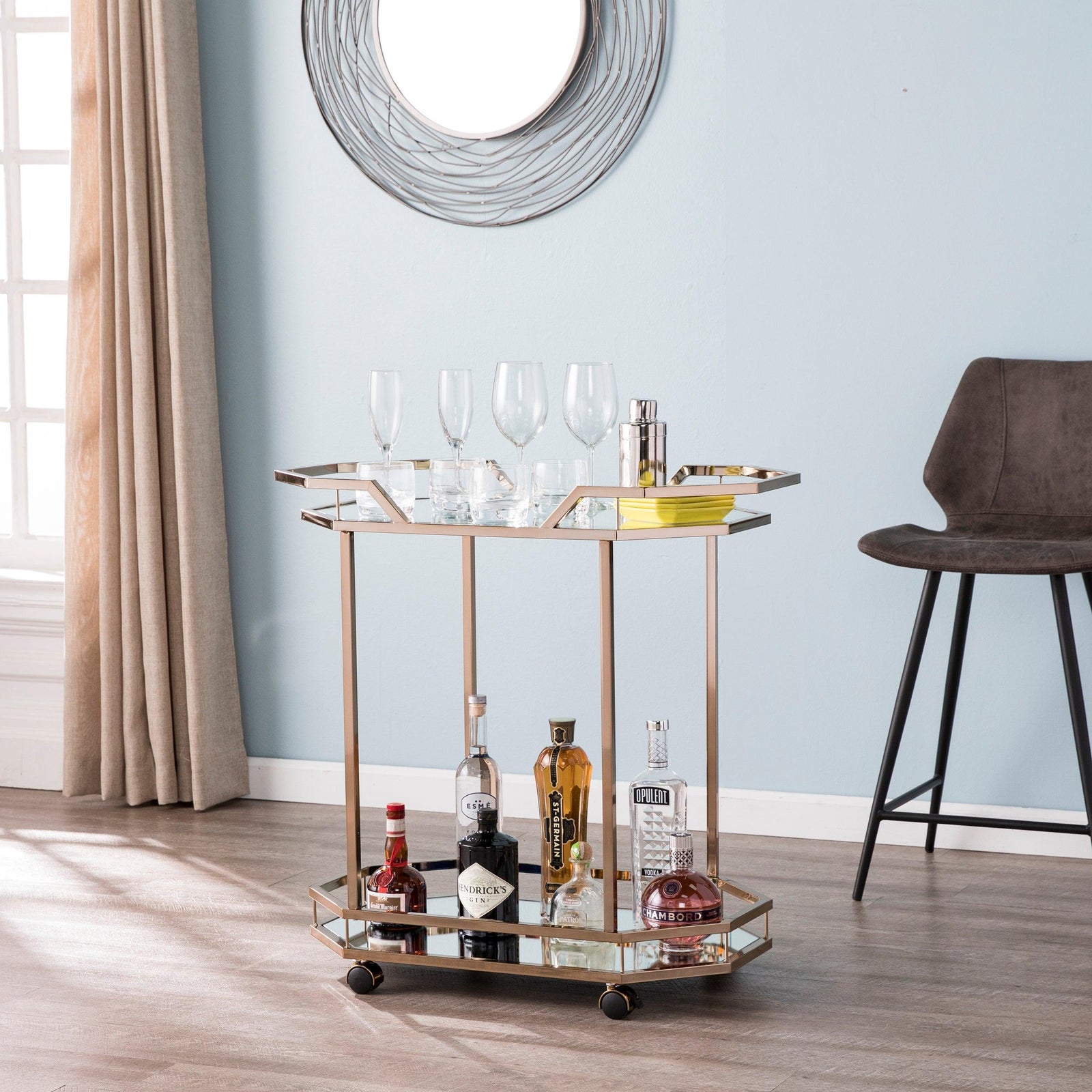 SEI Furniture Ari Art Deco Bar Cart BAR + BAR CARTS