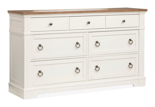 Kingston Whisper White And Cerused Nutmeg Drawer Dresser - B6407-20