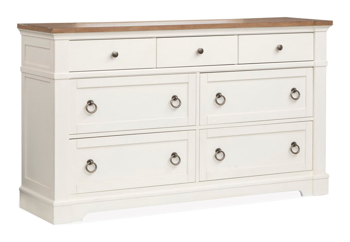 Kingston Whisper White And Cerused Nutmeg Drawer Dresser - B6407-20