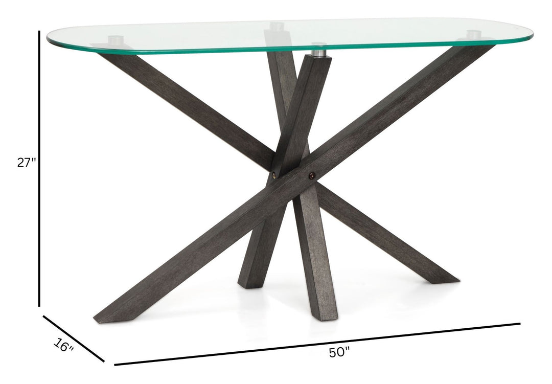 Jax Carbon Shadow And Chrome Oval Sofa Table - T6452-77