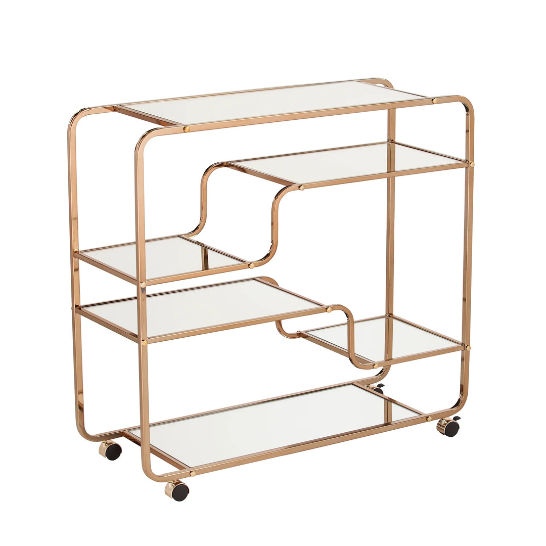 Maylynn Art Deco Mirrored Bar Cart - AmericanHomeFurniture