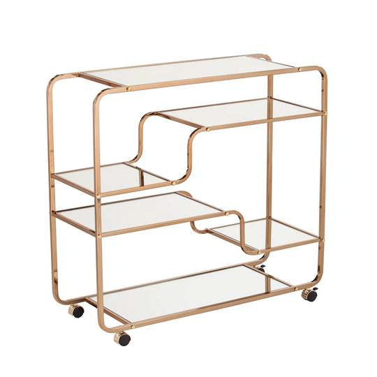 SEI Furniture Maylynn Art Deco Mirrored Bar Cart BAR + BAR CARTS