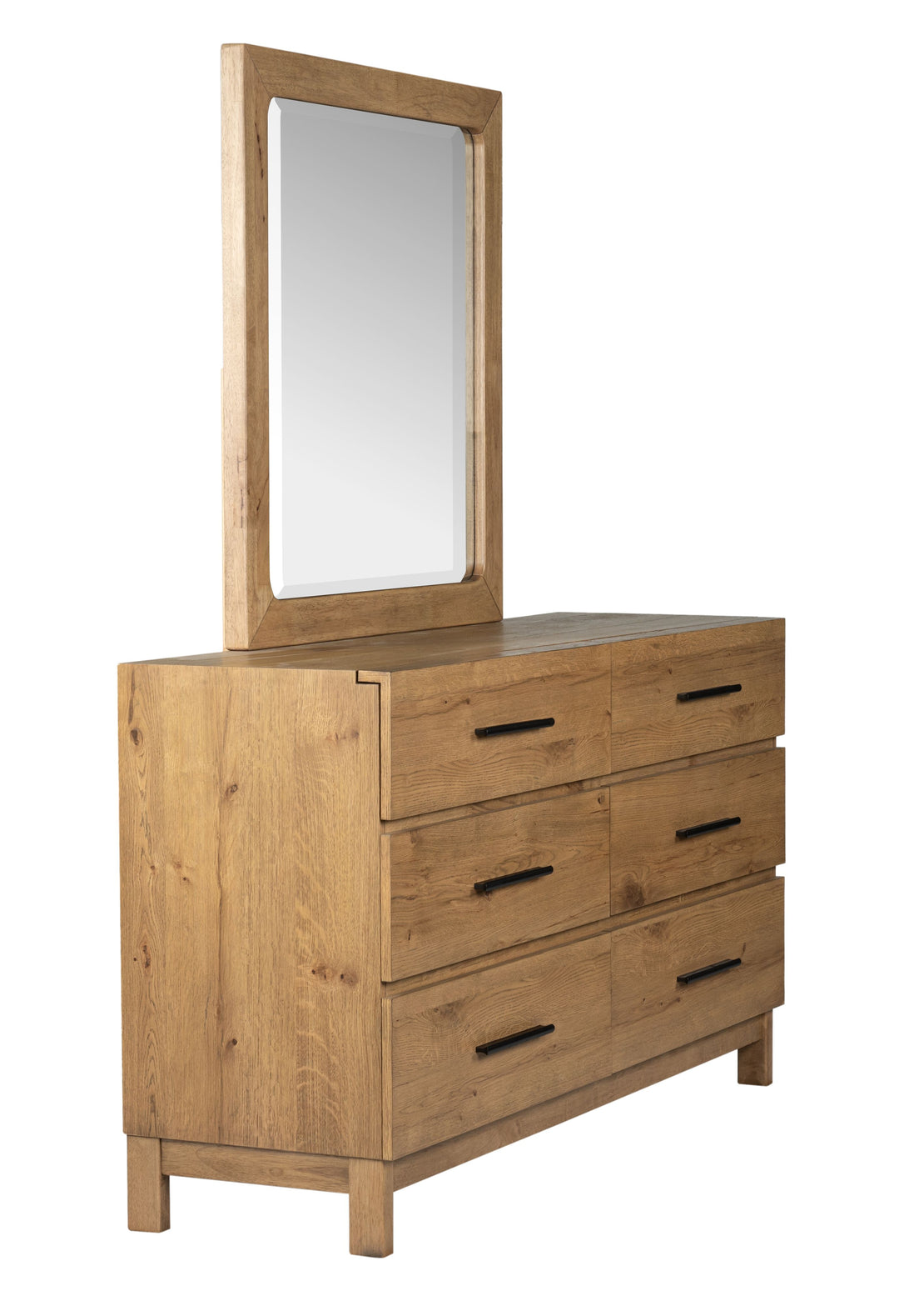 Davenport Rustic Caramel Double Drawer Dresser With Portrait Mirror - B6309-2242