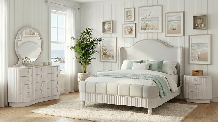 Vivienne Whisper White California King Upholstered Panel Bed - BP448-180KGC
