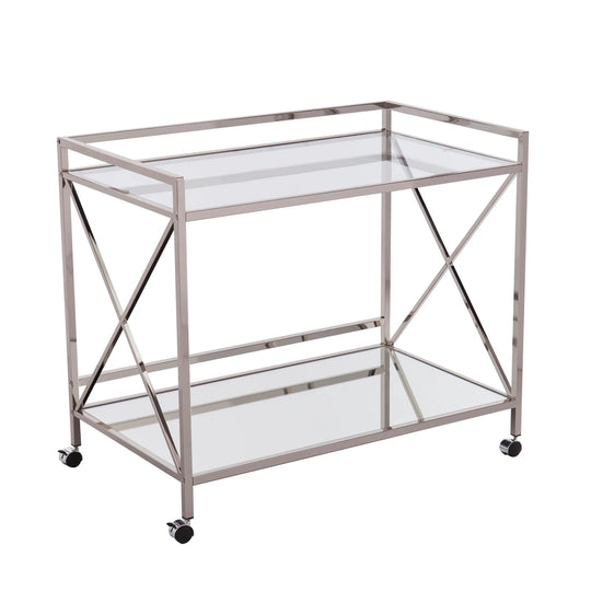 SEI Furniture Maxton Silver Bar Cart BAR + BAR CARTS