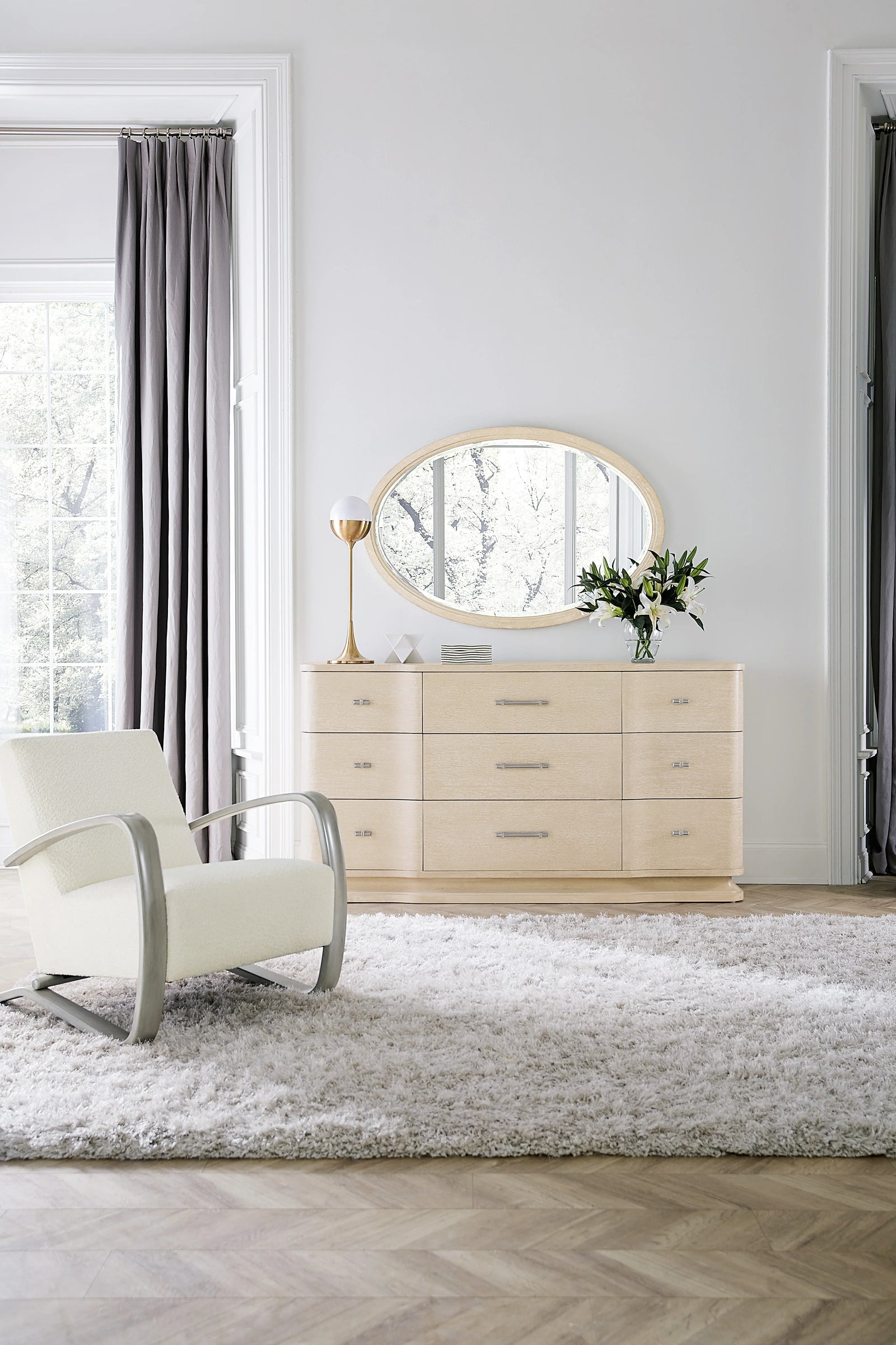 American Home Furniture Hooker Furniture Nouveau Chic Oval Mirror