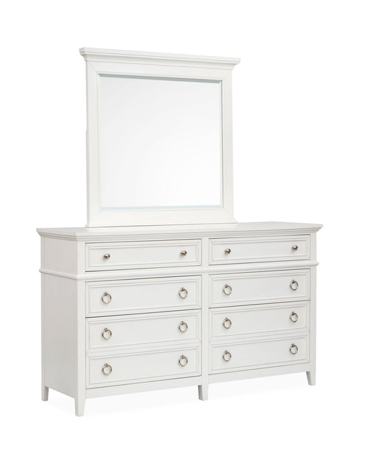 Juniper Hill Whisper White Double Drawer Dresser With Landscape Mirror - B6478-2240
