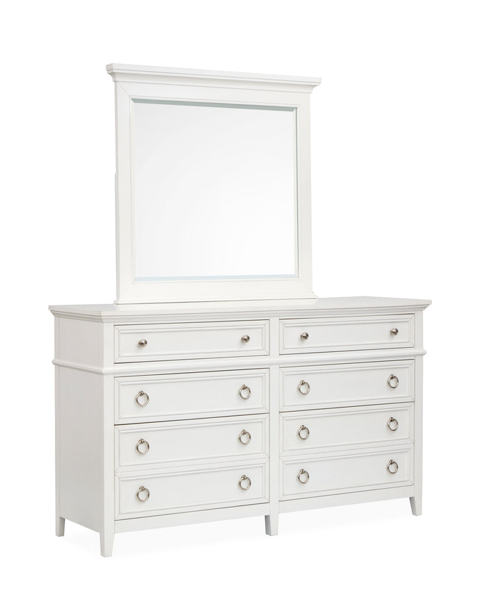 Juniper Hill Whisper White Double Drawer Dresser With Landscape Mirror - B6478-2240