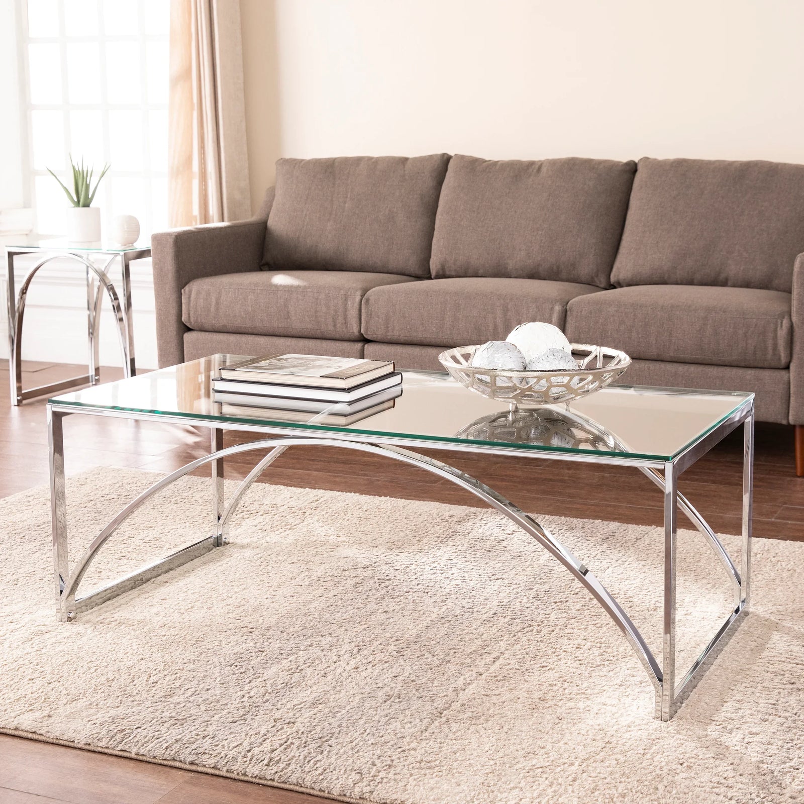 SEI Furniture Stevenly Glass-Top Cocktail Table COFFEE TABLES