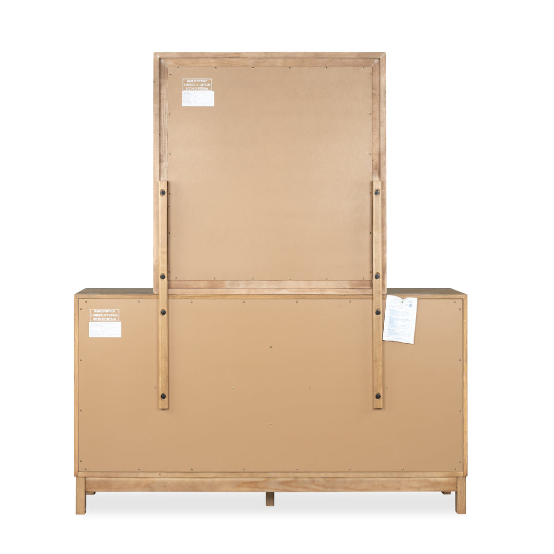 Davenport Rustic Caramel Double Drawer Dresser With Portrait Mirror - B6309-2242