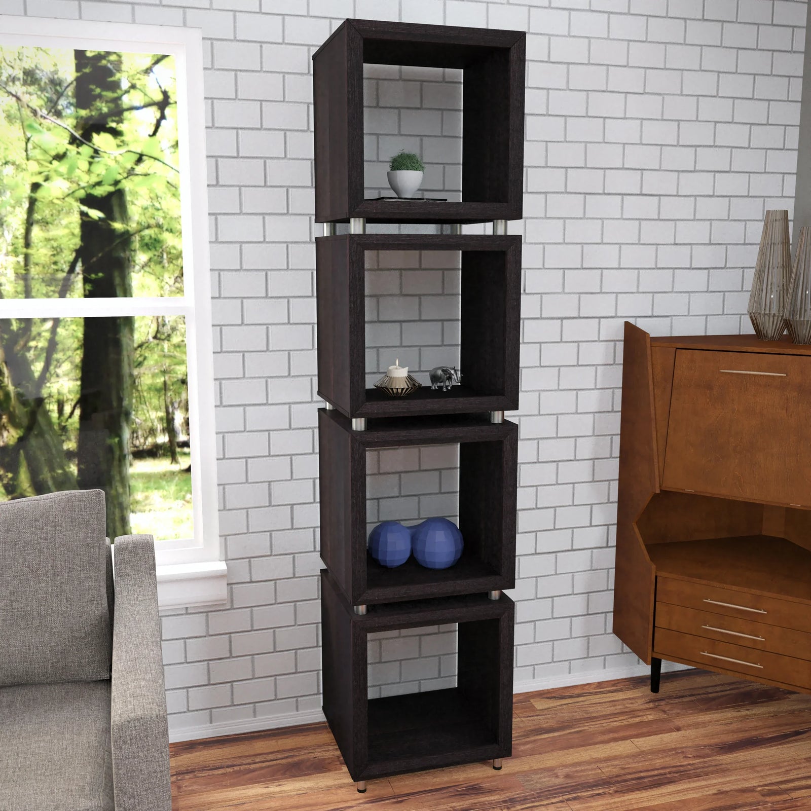 SEI Furniture Portgren 4-Tier Bookshelf BOOKCASES + SHELVES