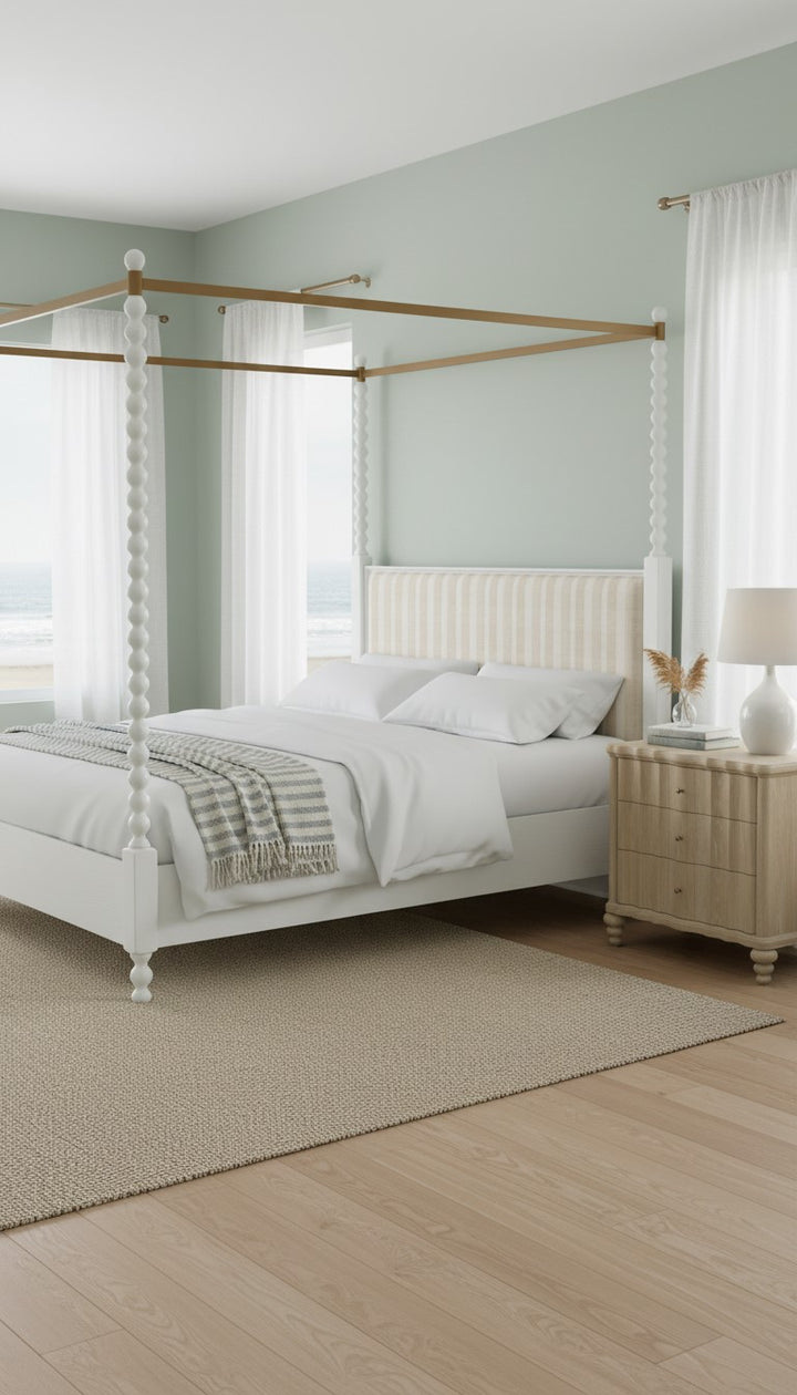 Haven QN Uph Canopy Poster Bed
