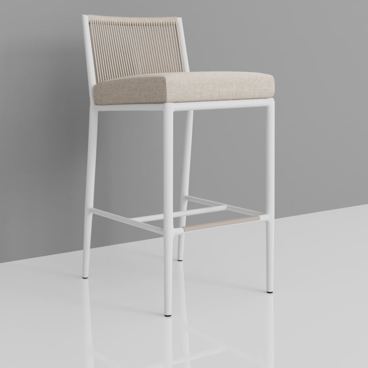 Sabbia Barstool in Dupione Celeste, No Welt