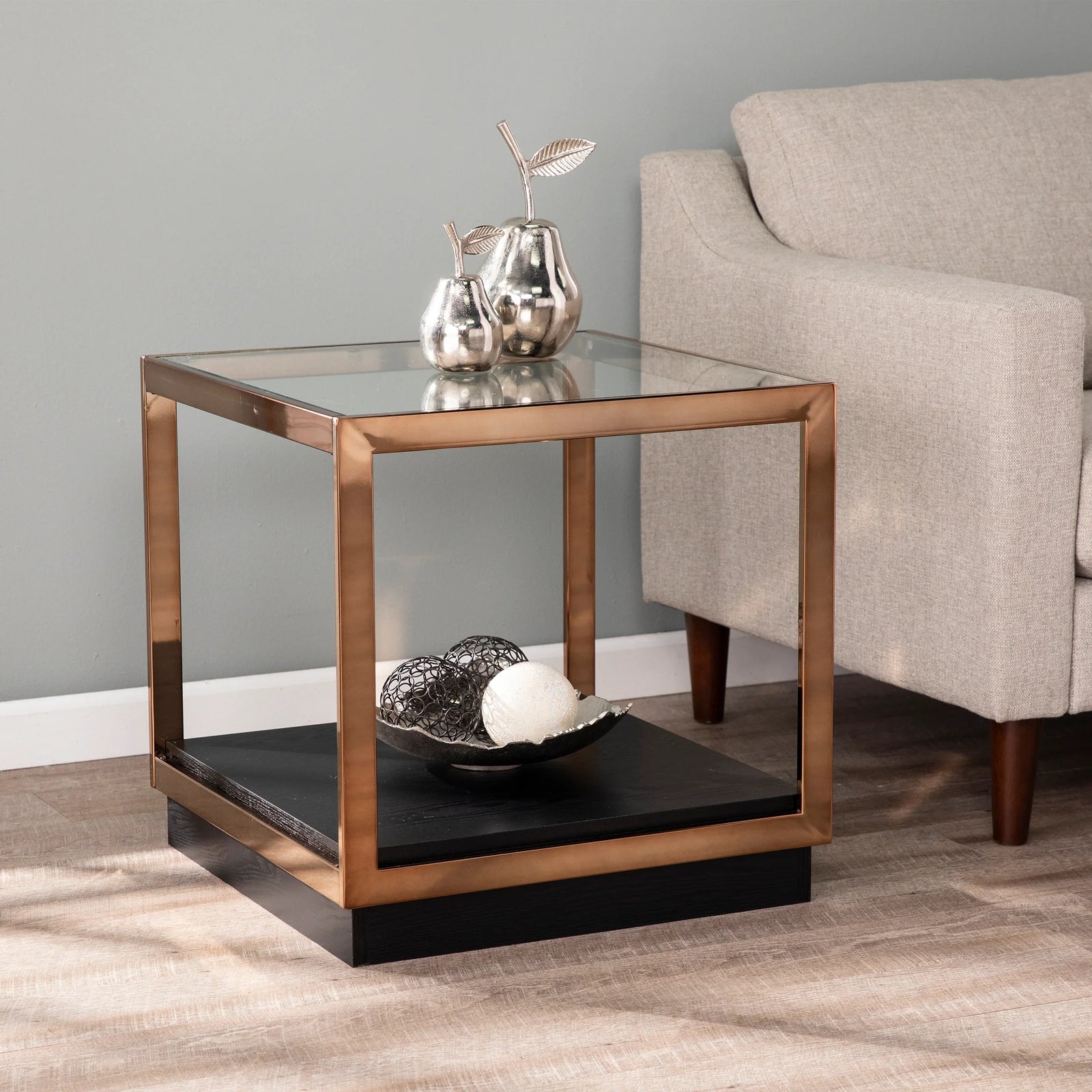 SEI Furniture Lexina Glass-Top End Table ACCENT TABLES