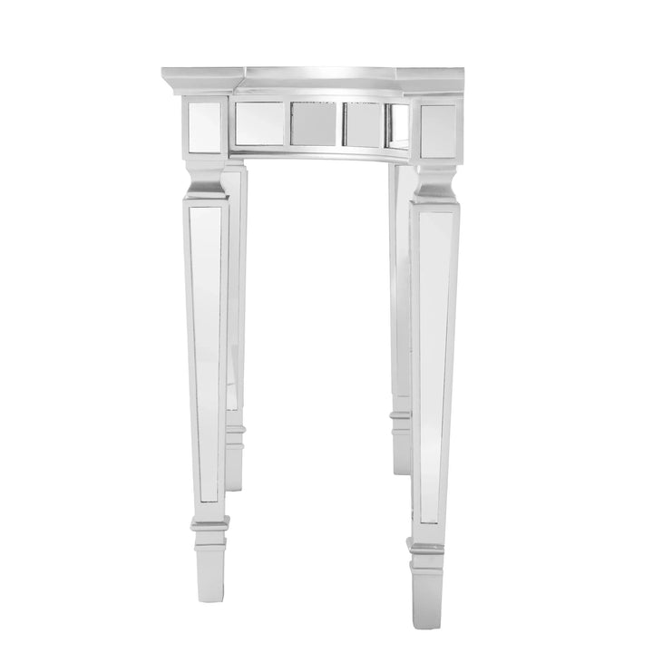 Glenview Glam Mirrored Console Table - Matte Silver - AmericanHomeFurniture