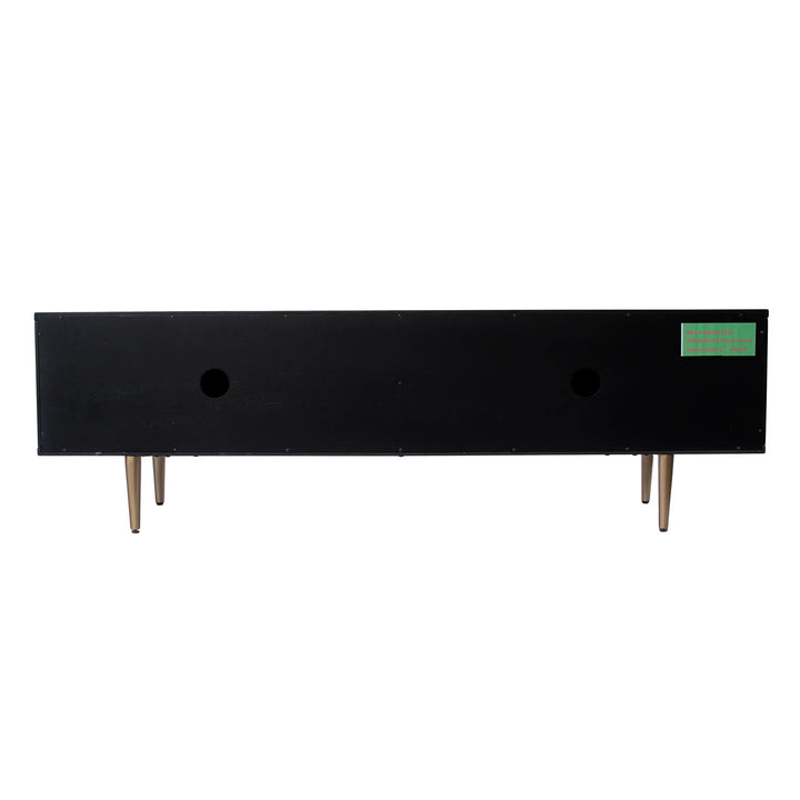 Pilston 4-Door Media Console - Black - AmericanHomeFurniture