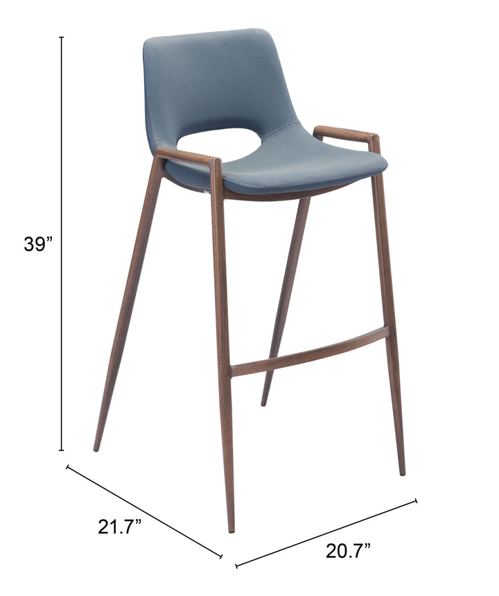 Desi Barstool (Set of 2) Azure Gray & Walnut - AmericanHomeFurniture