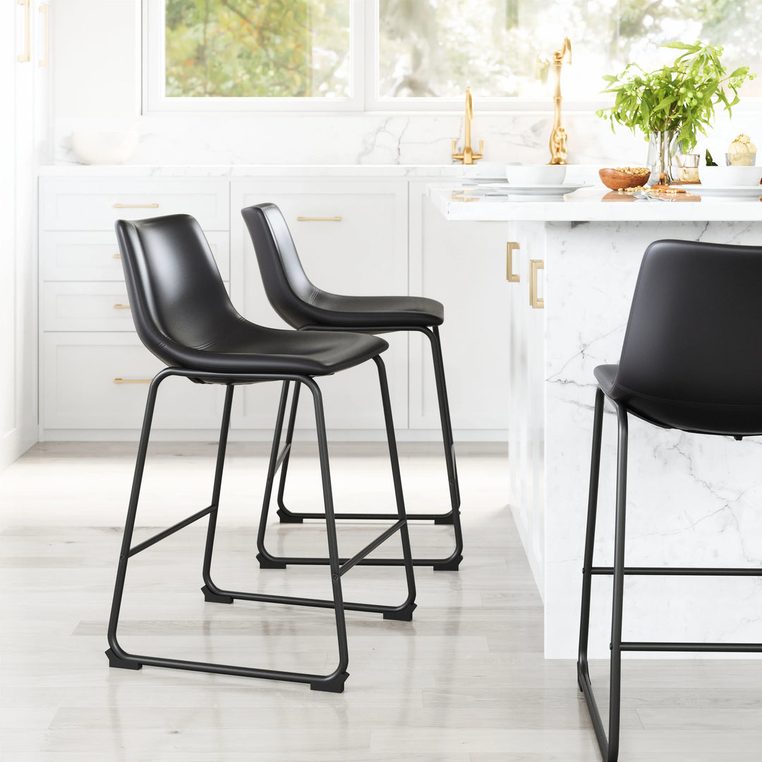 Smart Counter Stool (Set of 2) Black - AmericanHomeFurniture
