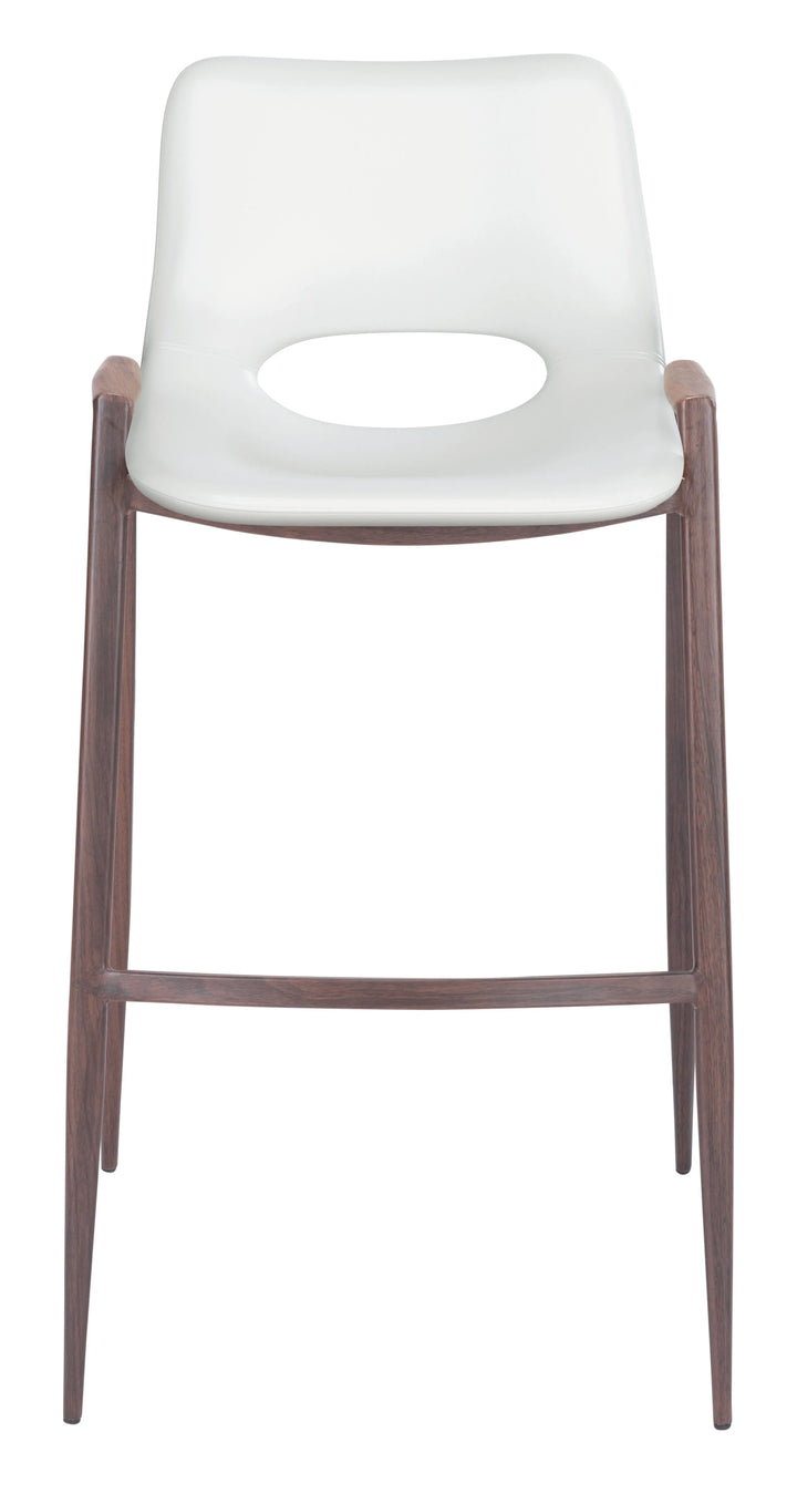 Desi Barstool (Set of 2) White & Walnut - AmericanHomeFurniture