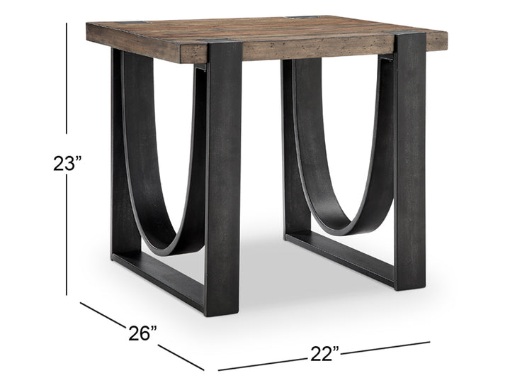 Bowden Rustic Honey And Distressed Iron Rectangular End Table - T4635-03